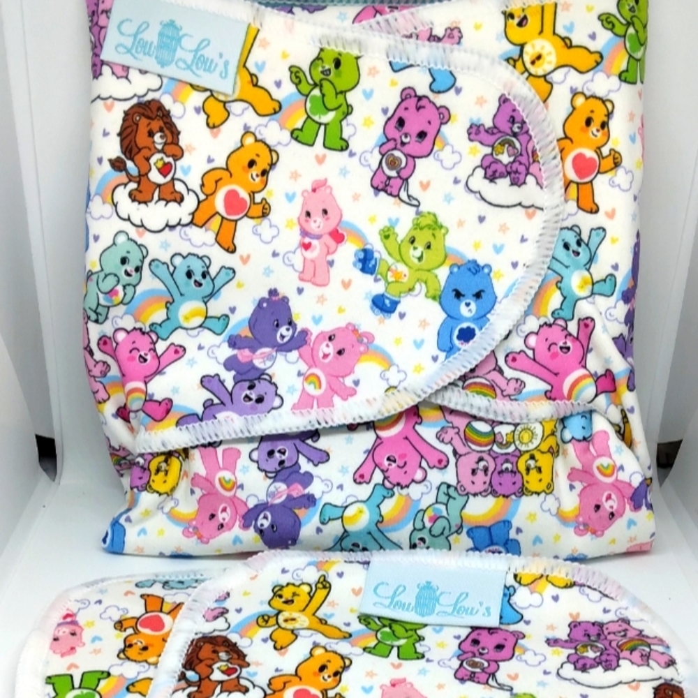 Care Bears cloth diaper preflat